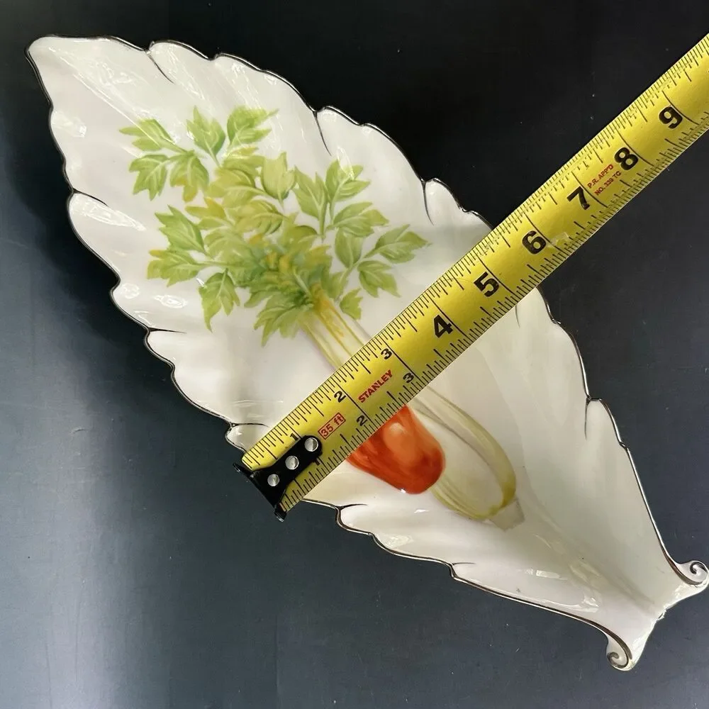Noritake Hand Painted Japan Sandwich Serving Tray Leaf Porcelain Platter 12.5”